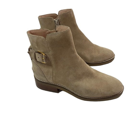 Cole Haan Size 7B Tan Sand Suede Leather Hampshire Buckle Bootie - Picture 11 of 14
